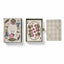 The Living Herbarium Playing Cards set by Roomy Roomy, shown with the illustrated outer box, the deck inside its clear-top container, and the closed plaid-patterned lid on a white background.