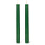 Two green ribbed candles on a white background