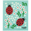 Sponge cloth with ladybug and flower design on a blue background, featuring the brand 'Ecologie danica'.