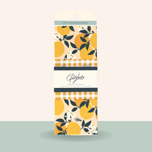 picture of set of 3 beeswax wraps lemon print