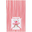 Red and white striped towel with a martini glass design 