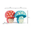 Two cartoon-style mushroom characters with measurements on a white background