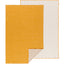 Two fabric swatches, one mustard yellow with a subtle pattern and one white, on a white background.
