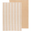 Two woven tea towels with different patterns on a white background