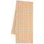 Checkered fabric with orange and white pattern on a white background