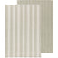 Two tea towels with different patterns on a white background