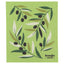 Green cloth with olive branch design and 'Ecologie danica' branding