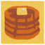 Stack of brown pancakes with a yellow square on a yellow background