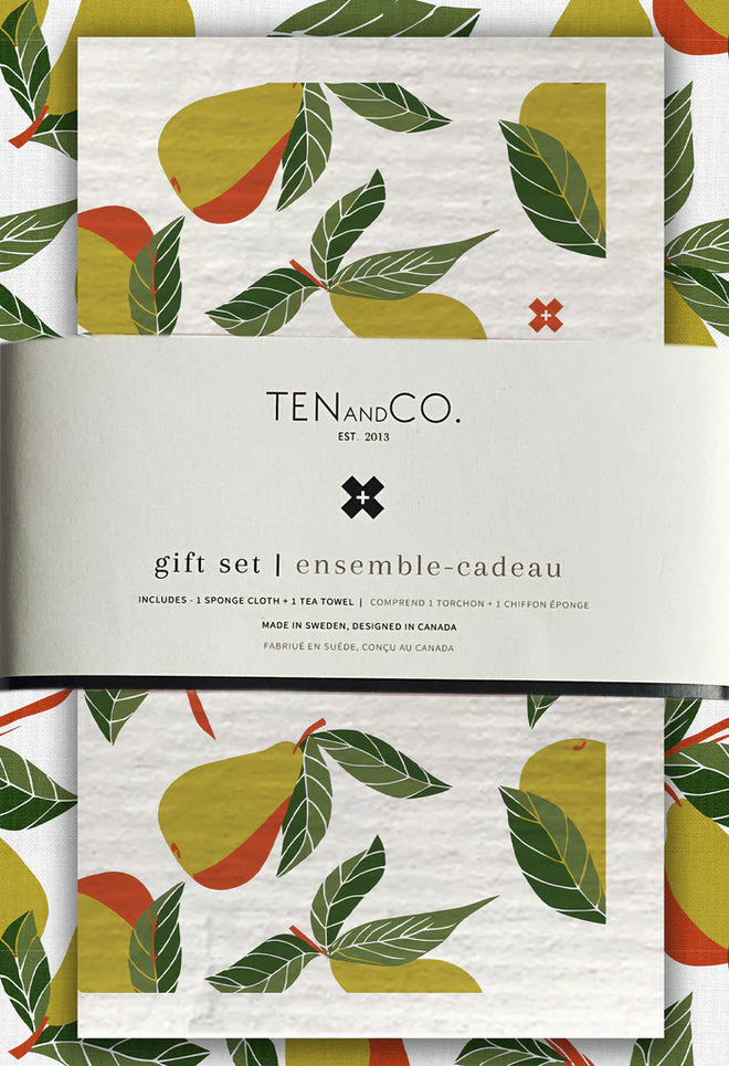 pear sponge and tea towel gift set by Ten and co