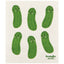 Dishcloth with cartoon cucumbers and 'Ecologie Danica' branding on a white background