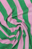 Close-up of green and pink striped fabric