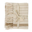 Beige and brown striped blanket with tassels and a bow on a white background
