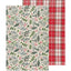 Two fabric swatches, one with a floral pattern and the other with a red plaid pattern, on a white background.