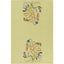 Decorative fabric with embroidered floral design on a light green background