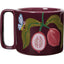 Mug with fruit and butterfly design on a white background