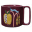Mug with caterpillar and pomegranate design on a white background