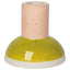 Ceramic vase with pink top and green base on a white background
