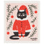 Christmas-themed cat in a red outfit with green branches and red berries on a pink background, featuring the brand 'Ecologie danica'.