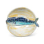 Ceramic bowl with fish design on a white background
