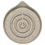 Speckled ceramic plate with concentric circle design on a white background