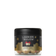 A jar of Lakrids by Bülow Cherry Sour chocolate-coated liquorice, featuring a black lid and a black and gold label with a cherry graphic, set against a plain white background.