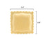 Square yellow sponge with dimensions labeled on a white background