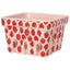 Rectangular ceramic basket with strawberry pattern on a white background