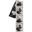 tea towel with black swan designs on a white background
