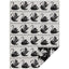 Tea towel with black swan pattern on a white background