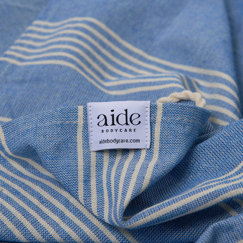 turkish towel cream and blue stripe