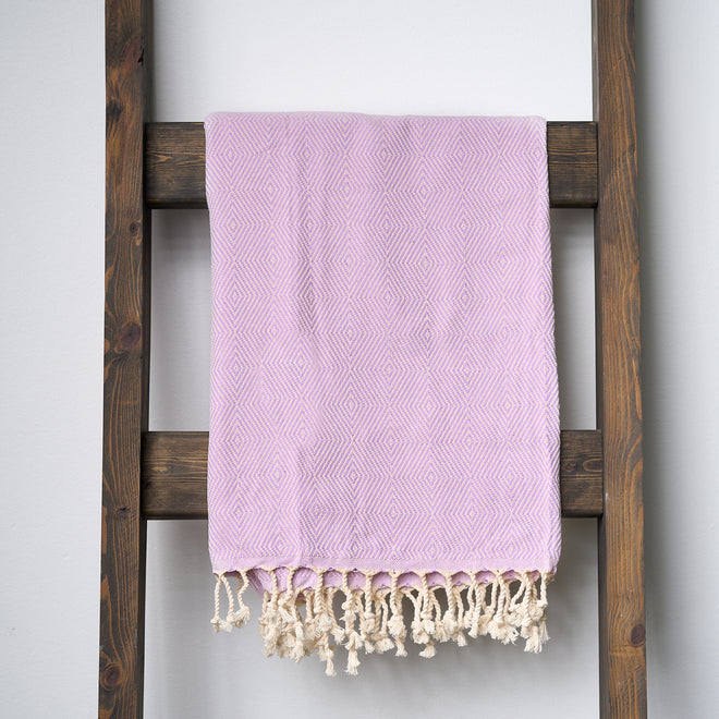 lavender and cream diamond turkish towel
