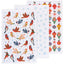 Set of three decorative tea towels with bird and ornament patterns on a white background