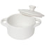 White ceramic pot with lid on a white background