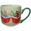 Mug with animal characters reading books on a green background