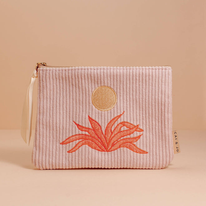 Agave Corduroy Pouch in Pale Pink
