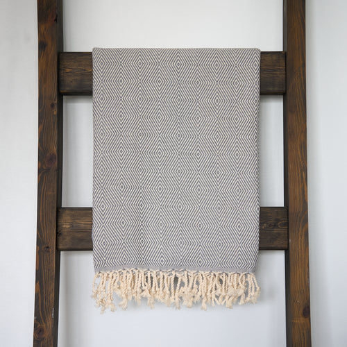large grey diamond print turkish towel