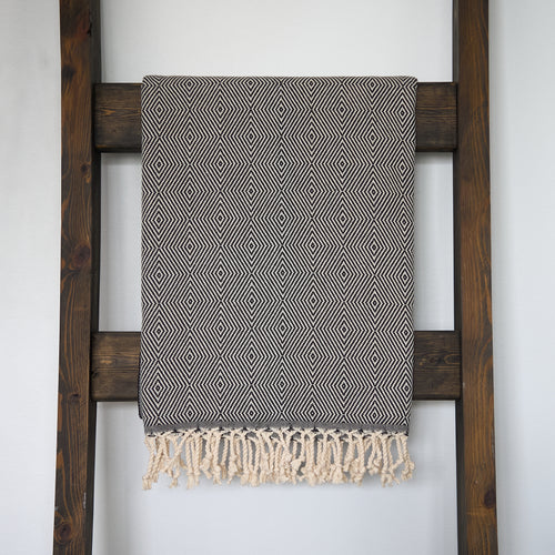 Large black diamond Turkish Towel 