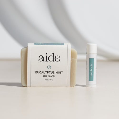 mint soap and lip balm gift set