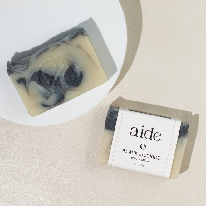 All natural black licorice soap by Aide Bodycare