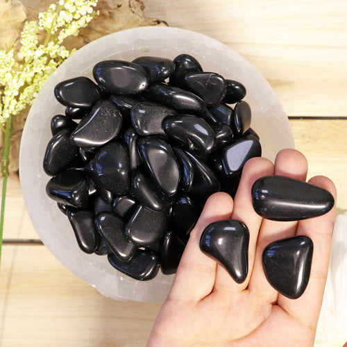 black obsidian tumbled stone
