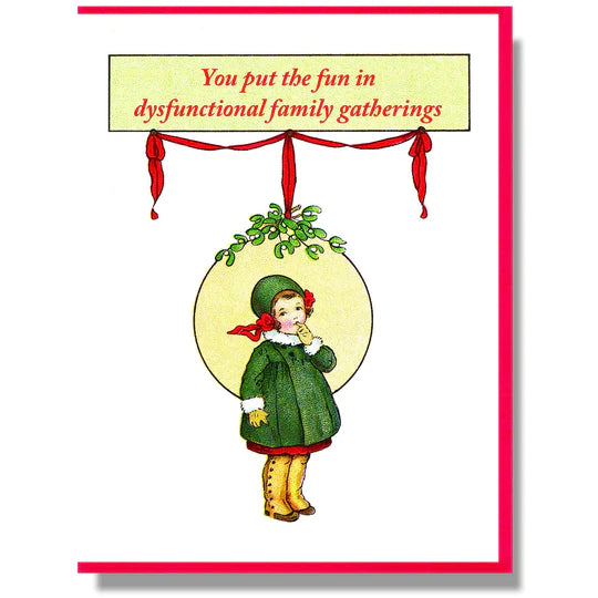 funny holiday card, image of vintage looking kid