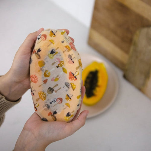 Mushroom print beeswax food wrap by Goldilocks