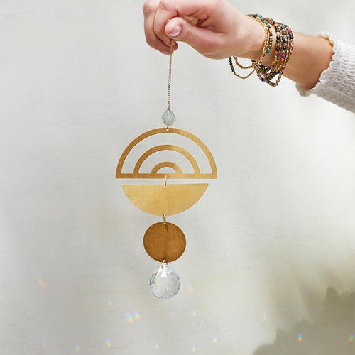 rainbow brass crystal suncatcher 
